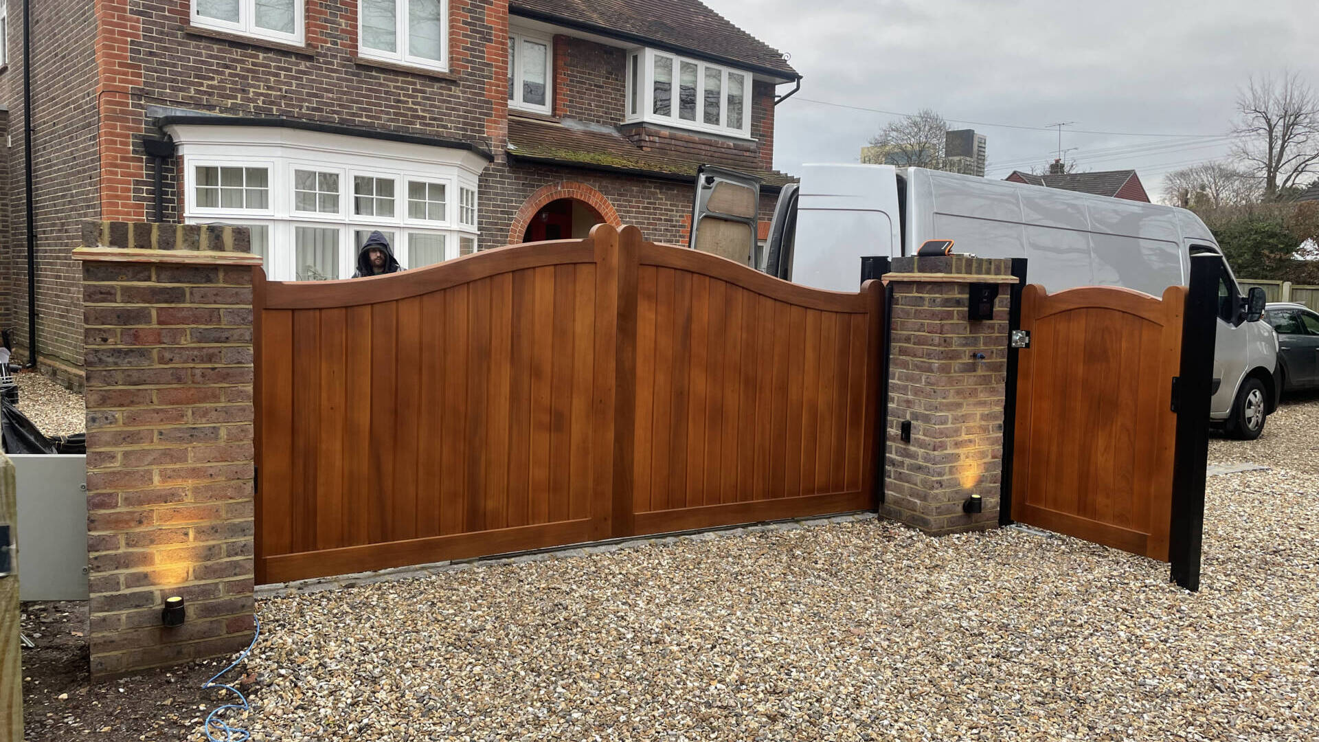 Wooden electric gate, bespoke garden gate